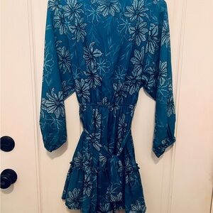 Floral Blue Dress with Long Sleeves
